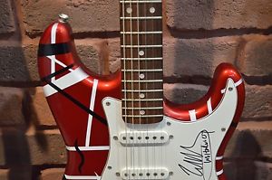 NOS Custom Painted EVH Van Halen Fender Squier Electric Guitar Autographed RG18