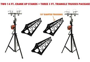 Two 14' Crank Up Stands+Three 5ft 1.5 meter Metal Bolt Triangle Truss Segments
