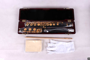 New flute 17 hole Open Gold Plated Key E key High quality ebony wood