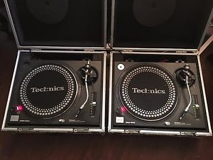Technics SL-1210MK5 DJ Turntables. Flight cases. Q.Bert Ortofon cartridges.