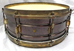 LEEDY 1920s Black Elite Brass Shell Engraved Bra ss Hardware 14x5 RARE VINTAG