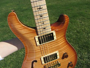 Prs Private Stock Custom 22 One F Hole Semi Hollow Natural Flame Onyx Birds 2010