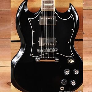 GIBSON 2008 SG STANDARD EBONY + Brown Tolex Case Pink Interior w/ Shroud 0595