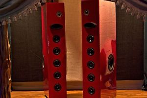 DF Mastering Mains - Custom Red, Precision loudspeakers - Studio Monitors - 2014
