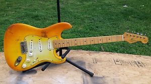 MJT-Vintage-Aged-Nitro-Fender-stratocaster-custom-built  *YELLOW* 50's
