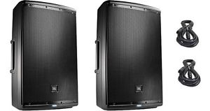 2 NEW JBL EON615 - 1000W 15" 2-Way Powered Speaker with Free XLR Cables