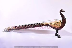 TAUS~MAYURI~PEACOCK SHAPE INDIAN MUSICAL INSTRUMENT WITH BOW N BAG