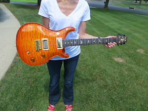 Prs Private Stock Custom 22 Orange Killer Quilt 14K All Gold Engraved Birds