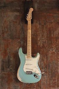 Margasa USA Custom Fender Vintage Style Relic Strat Guitar, Seaside Blue
