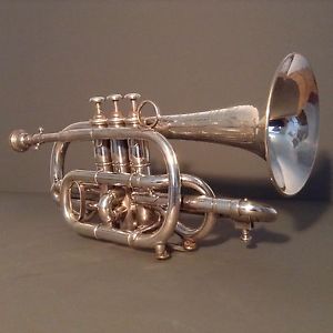 Antique Antoine Courtois Cornet Silver Plate Cased
