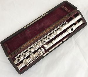 Antique Silvered Boehm Flute in C by Claude Rive Paris No.332 year-1884 restored