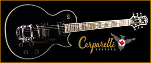 Carparelli S4 Guitar Mahogany Maple Top. Satin Black with Chrome Hardware/Bigsby