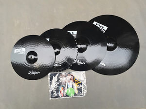 NEW Zildjian Pitch Black 15" x2 + 18" + 22" Mastersound Hi Hatsdrum set symbal