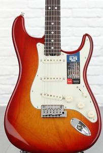 Great Fender American Elite Stratocaster - Aged Cherry Burst with OHSC