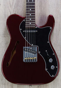 G&L USA ASAT Classic Thinline Guitar, Ruby Red Metallic, Semi-Hollow, Maple