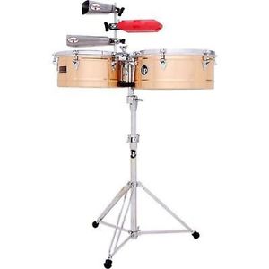 LP LATIN PERCUSSION PRESTIGE BRONZE 15" & 16" TIMBALE SET WITH STAND LP1516