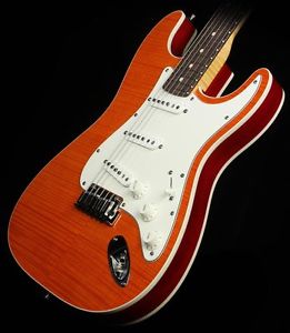 2013 Fender Custom Shop Double Bound Slab Body Stratocaster Guitar Trans Orange