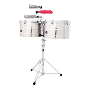 LATIN PERCUSSION LP 15" & 16" STAINLESS STEEL TIMBALE DRUMS SET PRESTIGE THUNDER