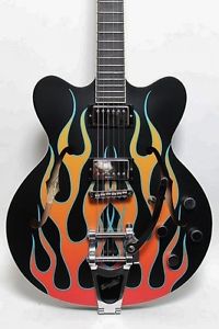 Hofner Gold Lavel Thin President HOT ROD flames Handmade Semi Hollow Guitar w/OC
