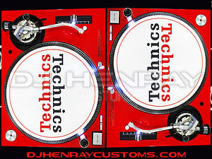 2 custom Red Technics SL1200 M3D with Ultra white leds dj turntables