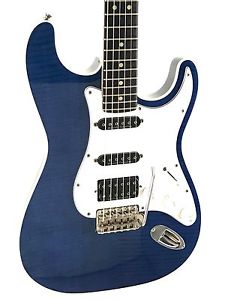 Fender Stratocaster, Aerodyne, HSS, Flame Maple, Trans Blue, Dimarzio