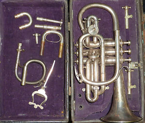 Antique Cornet Clippertone excelsior sonorous interchangeable Bits
