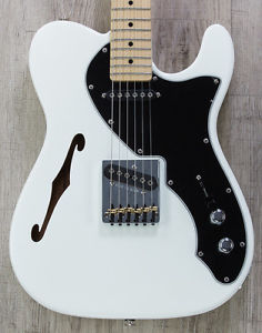 G&L USA ASAT Classic Thinline Guitar, Alpine White, Semi-Hollow, Maple Fretboard