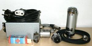 TELADI K125 tube microphone with original TNG250 PSU / Germany 1956