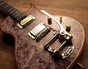 ZERBERUS GUITARS CHRONOS WITH REAL AMETHYST GEMSTONE TOP & BIGSBY CUSTOMSHOP NEW