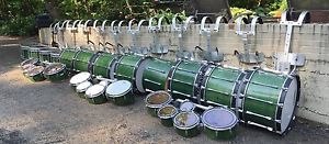 FULL YAMAHA MARCHING DRUM LINE IN EXCELLENT CONDITION WITH CARRIERS AND CASES