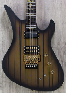 Schecter Synyster Gates Custom-S Guitar, Satin Gold Burst, Sustainiac, Ebony