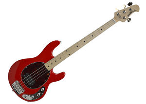 Ernie Ball Music Man Stingray 4 H 3EQ Bass w/ Hardshell Case - Chili Red/Maple