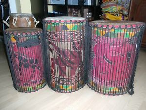 Mächtiges Basstrommelset, Dundun, Sangban + Kenkeni