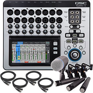 QSC TouchMix 16 Digital Mixer + 3x Shure SM57 & Beta 52 Drum Microphone Pack