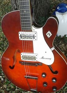 CLEAN! HARMONY ROCKET Vintage Hollowbody Electric Guitar Gold Foil Pickup