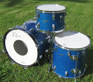 Vintage 60's Rogers 3pc Drum set, Cleveland Holiday, 20 ,16,13, Blue sparkle