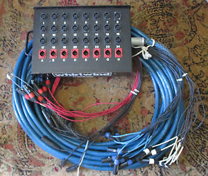 Whirlwind Medusa Audio Snake Cable With 24 Channel / 8 Returns Stage Box. 100 Ft