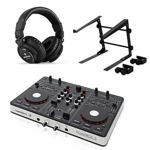 SET DJ CONTROLADOR MESA DE MEZCLAS USB MIDI AURICULARES HIFI SOPORTE ORDENADOR