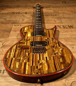 ZERBERUS GUITARS CHRONOS WITH REAL TIGER´S EYE GEMSTONE TOP MASTERBUILT UNIQUE