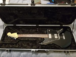 Fender Jaguar Blacktop Guitar (Mexico) - includes case, and Fender strap locks