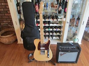 MINT FENDER TELECASTER DELUXE ELECTRIC GUITAR + CASE + STAND + FENDER AMPLIFIER