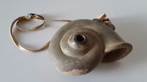 ANTIQUE terracotta didgeridoo spirale primitive snail EAR TRUMPET HORN