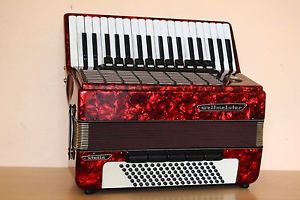 Weltmeister Stella 96 Bass LMMH Accordion Akkordeon Fisarmonica Red + Case