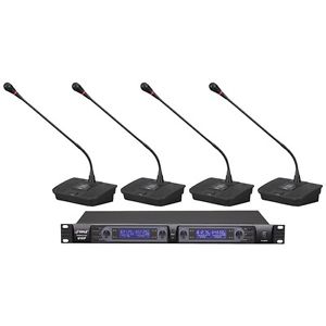 PYLE PDWM4700 4-Channel Desktop UHF Selectable Frequency Wireless Microphone Sys