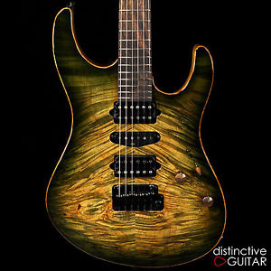 BRAND NEW SUHR CUSTOM MODERN WATERFALL BURL MAPLE FADED TRANS GREEN BURST FINISH