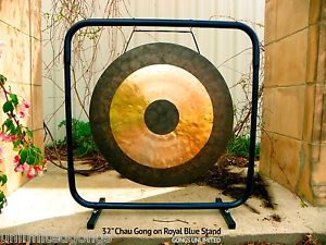 32" Chau Gong on Royal Blue Gong Stand with Mallet