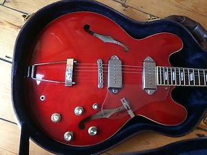 Peerless Songbird Casino Cherry Semi Acoustic Electric Guitar + Hard Case Korea
