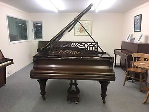 Stunning Chappell Grand Piano In Mahogany. Lovely Fretwork Music Rest.