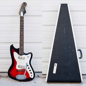 Vintage 1960s Harmony Bobkat Bobcat H17 Electric Guitar & Silvertone Hard Case