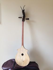 Traditional 2 string guitar with goat head HandMade + leather case